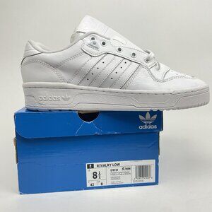 Adidas Rivalry Low White Leather Sneakers Mens Size 8.5 Casual & Athletic